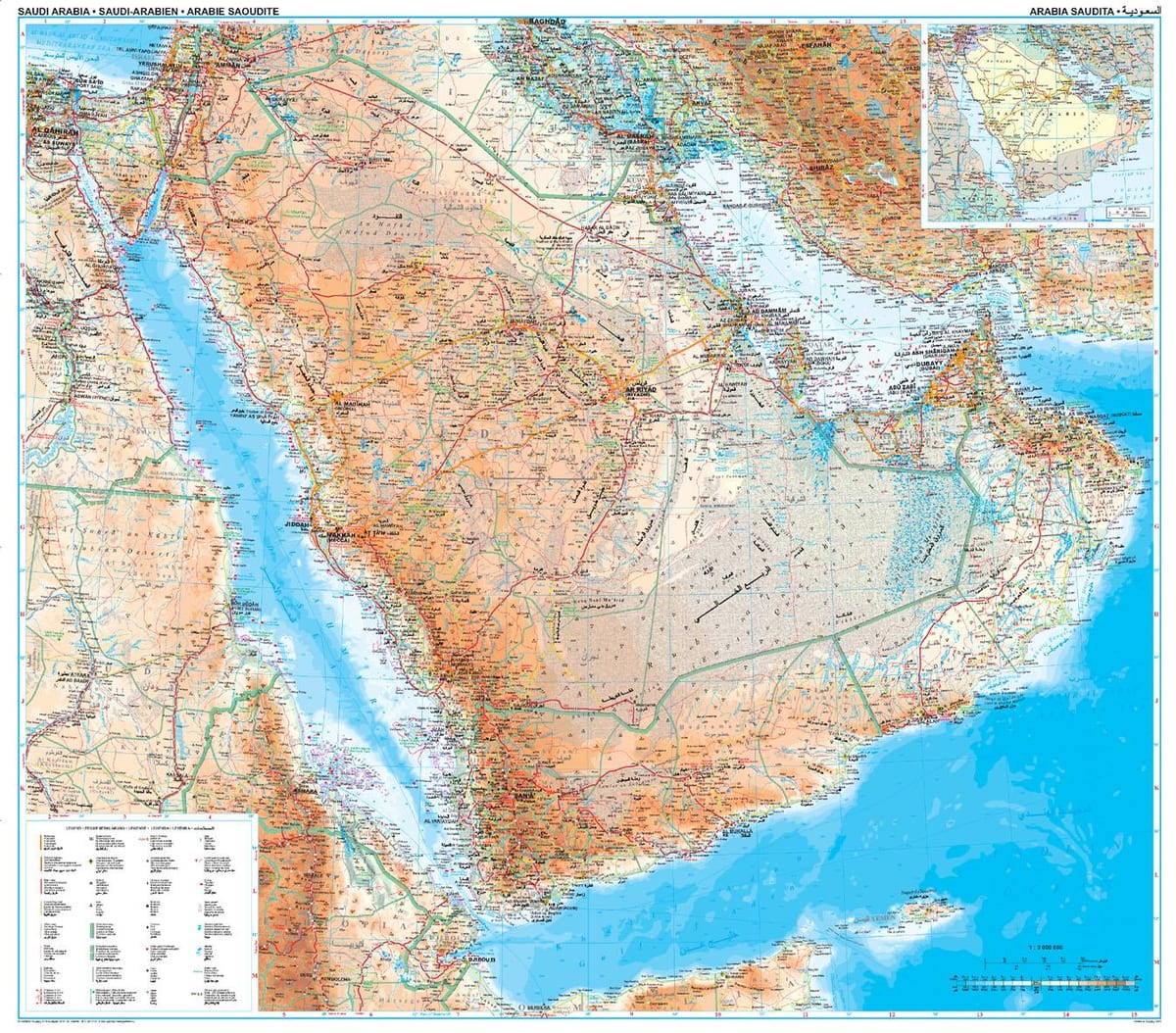 نقشہ سعودی عرب کے topographic