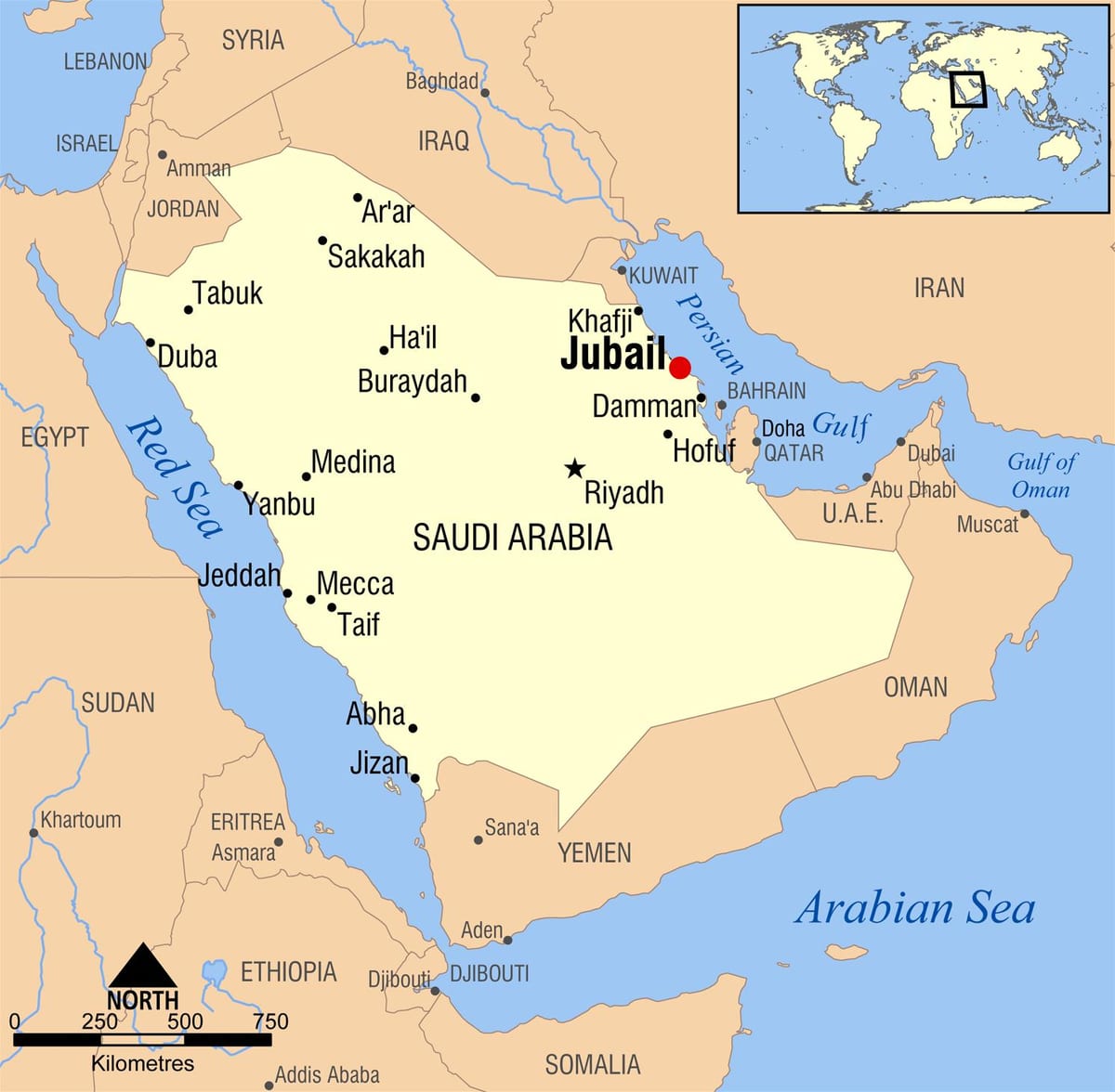 jubail KSA نقشہ