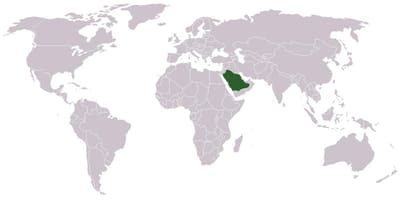سعودی عرب پر دنیا کے نقشے